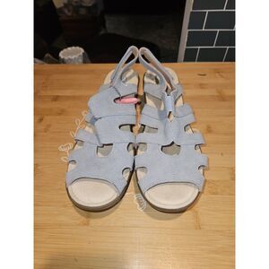 Skechers Memory Foam Womens Peep Toe Suede Wedges Size 9 Soft Blue New